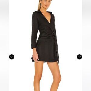 MONDAY Beachwear Kythira Black Linen Wrap Dress